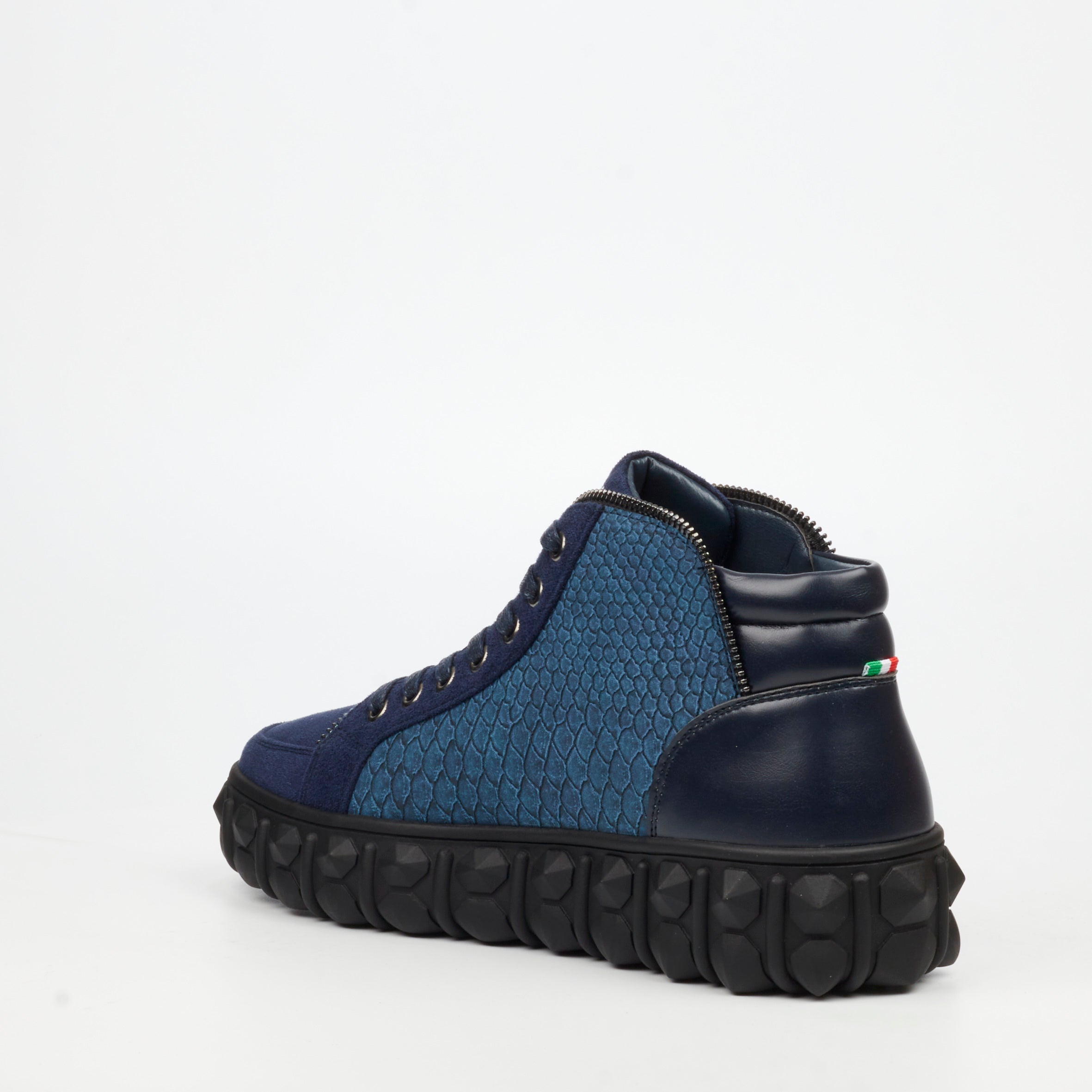 Mazerata Pigale 15 Faux Suede / Print Ankle Boot - Navy footwear Mazerata