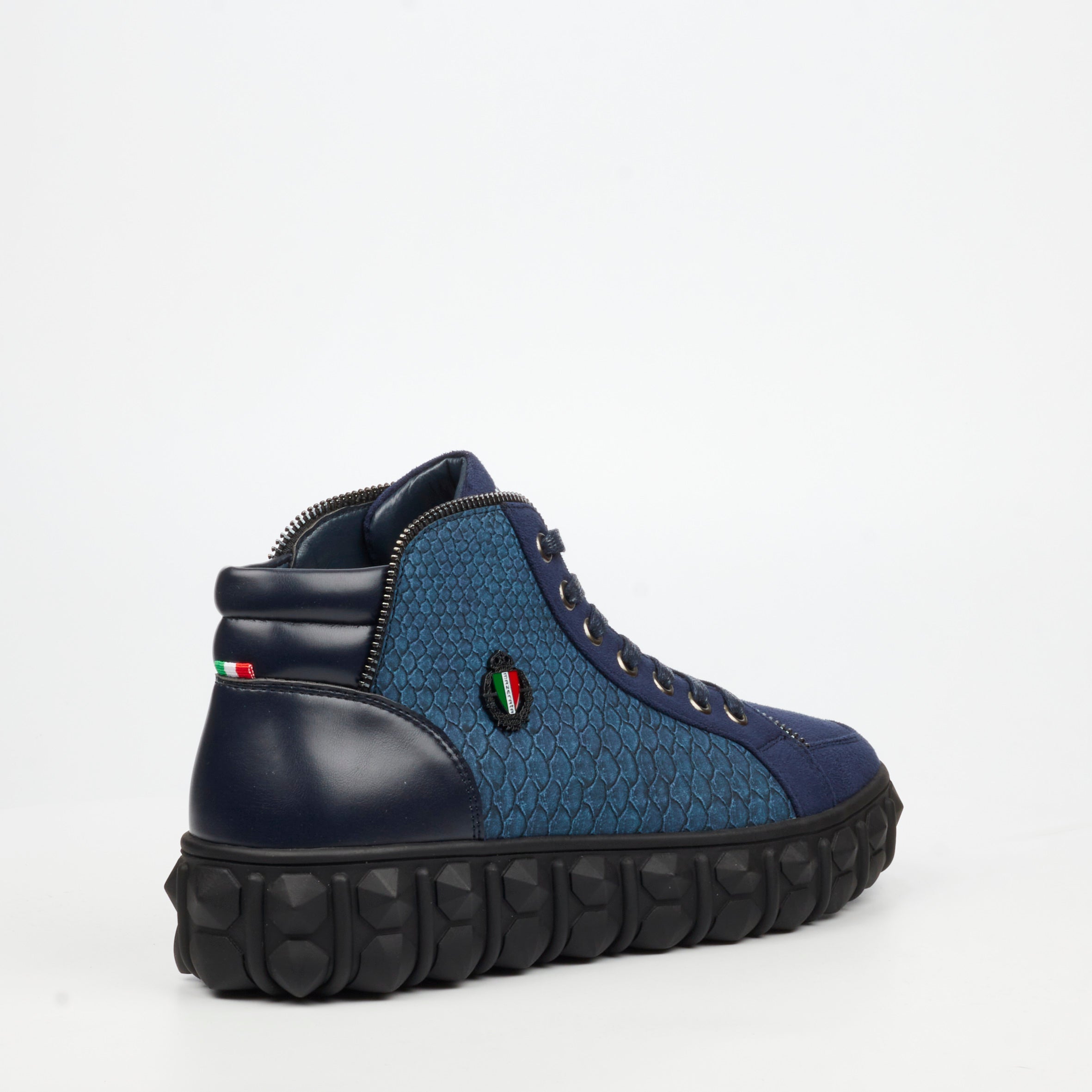 Mazerata Pigale 15 Faux Suede / Print Ankle Boot - Navy footwear Mazerata