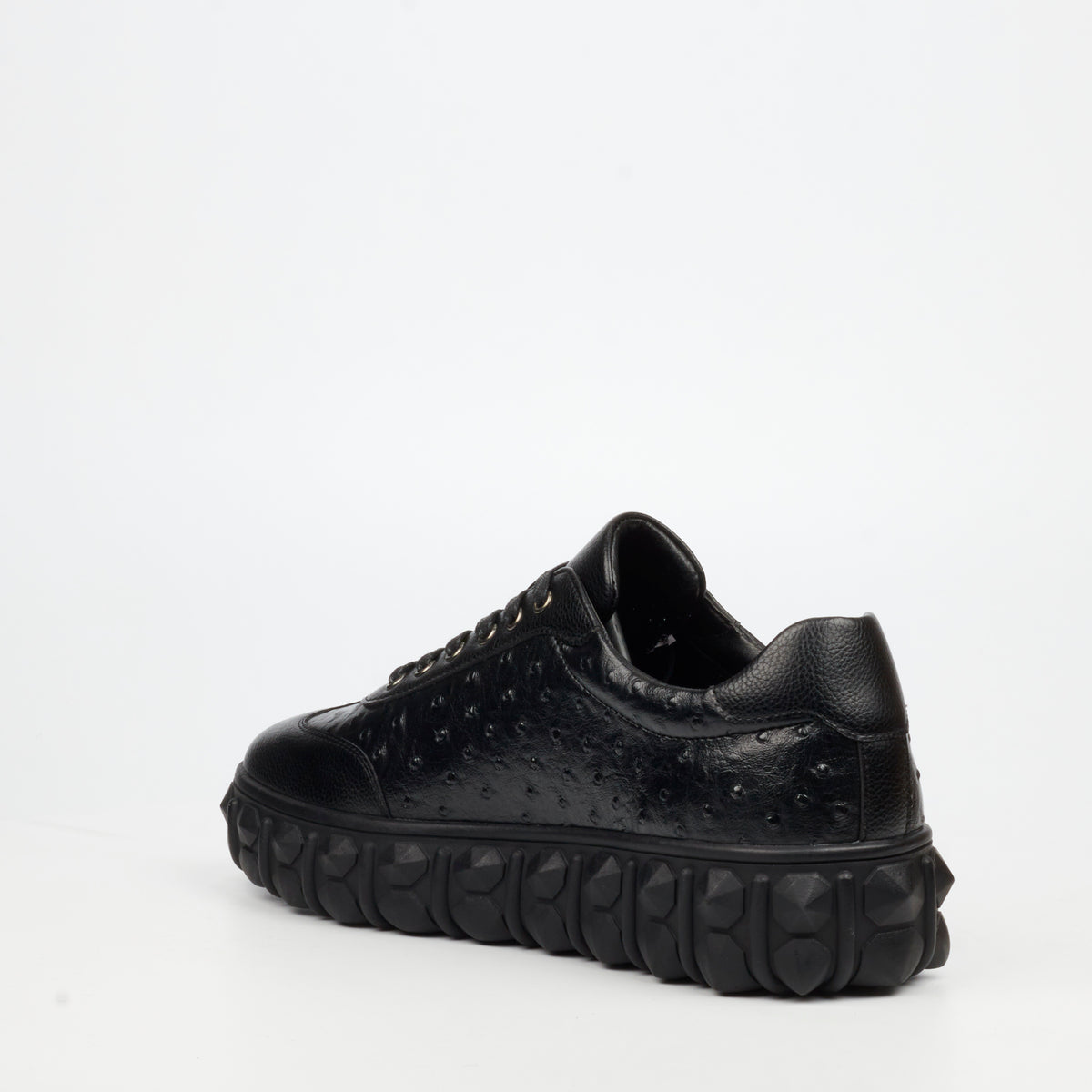 Mazerata Pigale 18 Faux Ostrich Wax Sneakers - Black