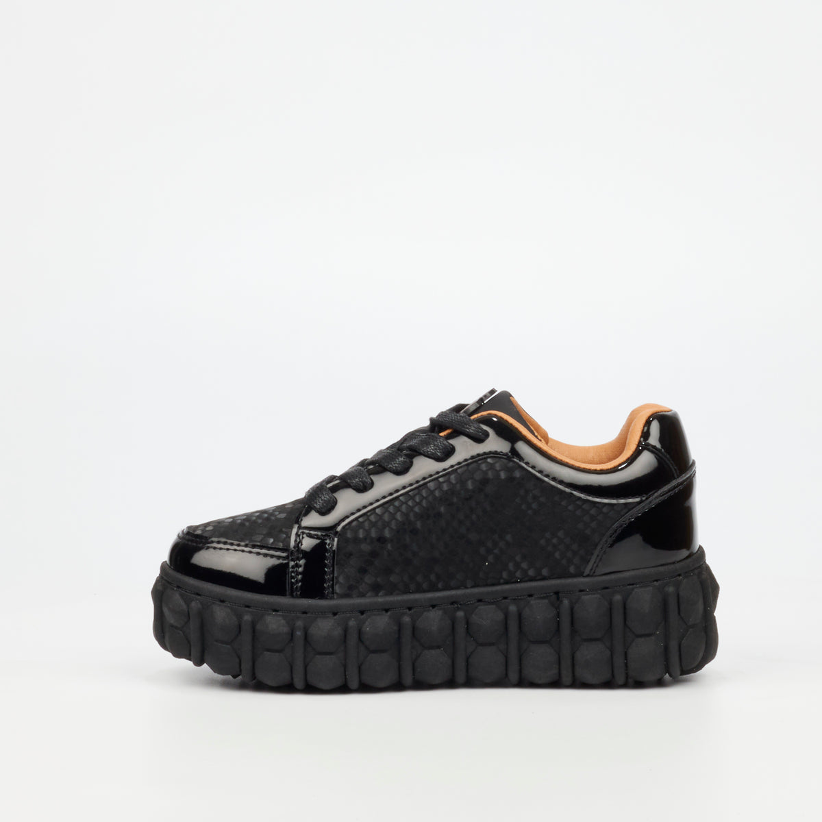 Mazerata Pigale 37 Faux Patent / Snake Sneaker - Black (Youth)