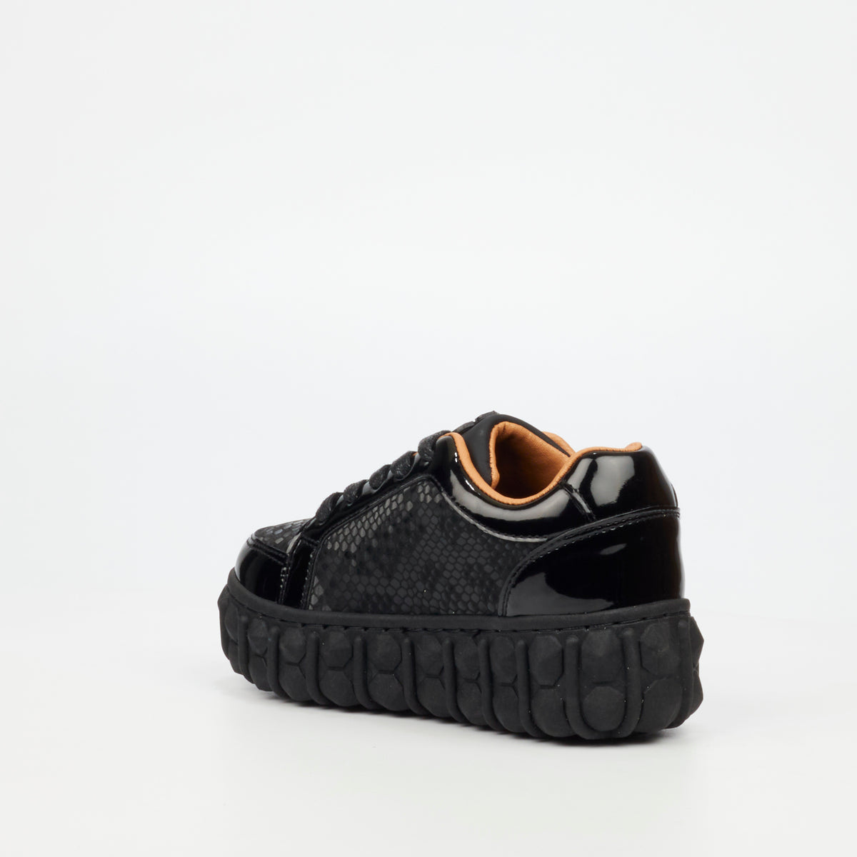 Mazerata Pigale 37 Faux Patent / Snake Sneaker - Black (Youth)