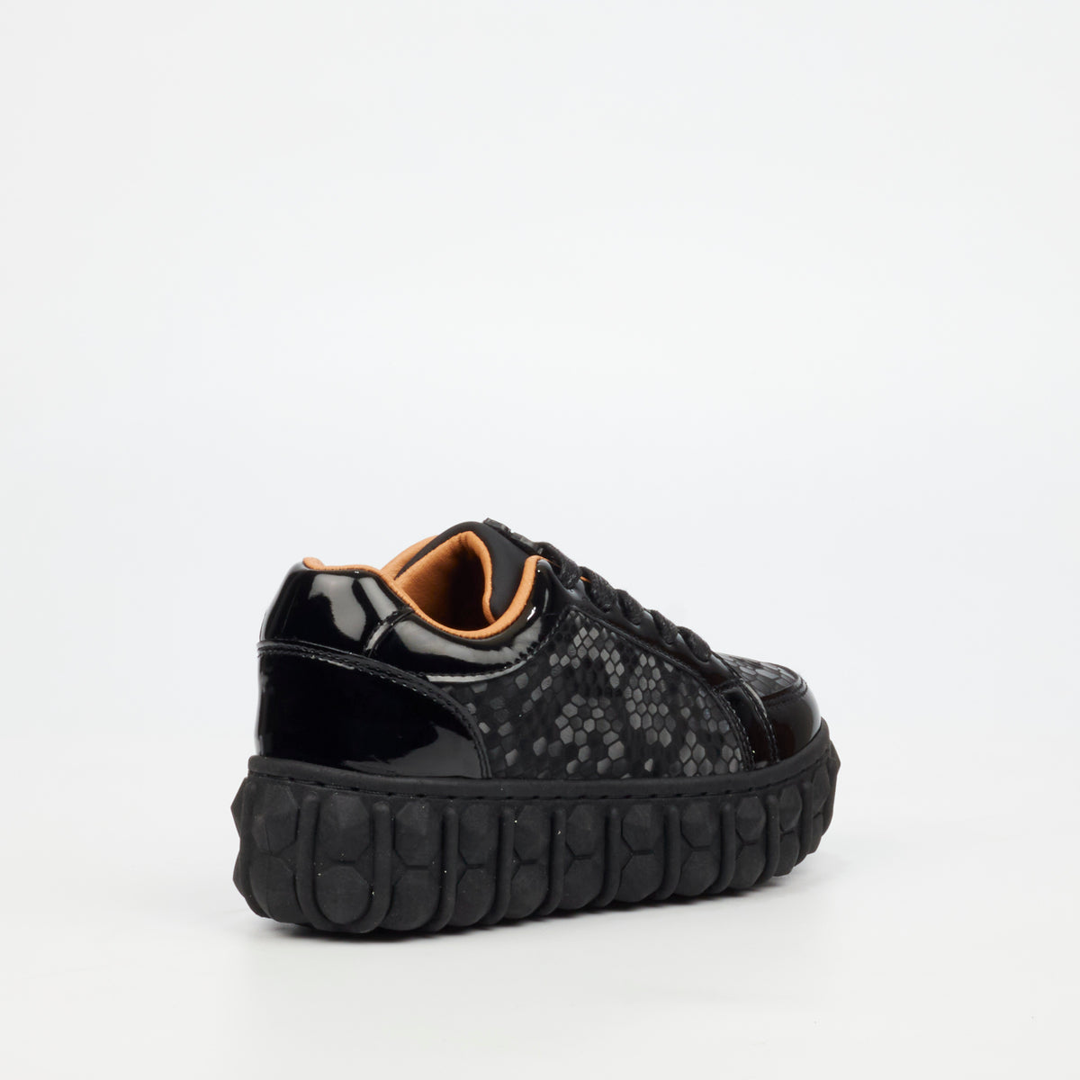 Mazerata Pigale 37 Faux Patent / Snake Sneaker - Black (Youth)