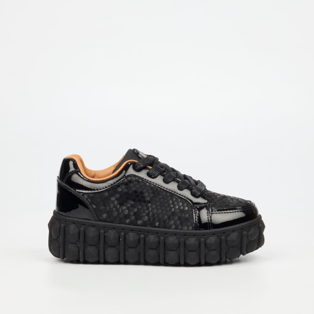 Mazerata Pigale 37 Faux Patent / Snake Sneaker - Black (Youth)