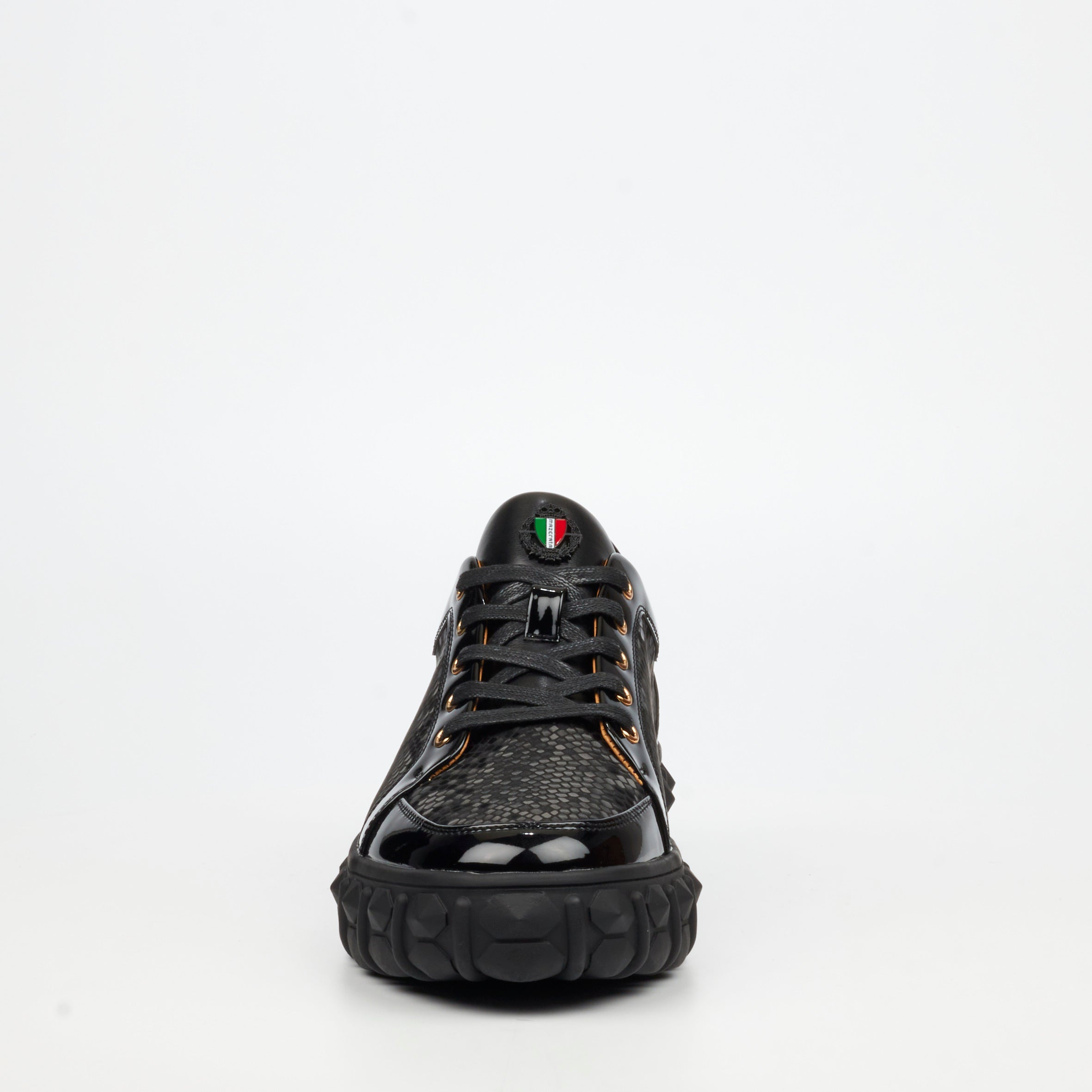 Mazerata Pigale 37 Faux Patent / Snake Sneaker - Black footwear Mazerata