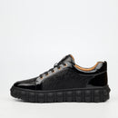 Mazerata Pigale 37 Faux Patent / Snake Sneaker - Black footwear Mazerata