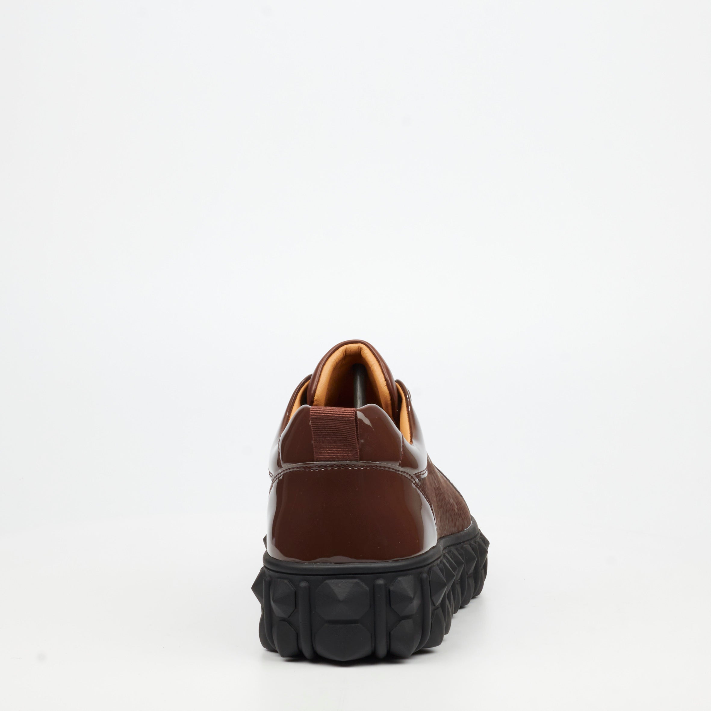 Mazerata Pigale 37 Faux Patent / Snake Sneaker - Chocolate footwear Mazerata