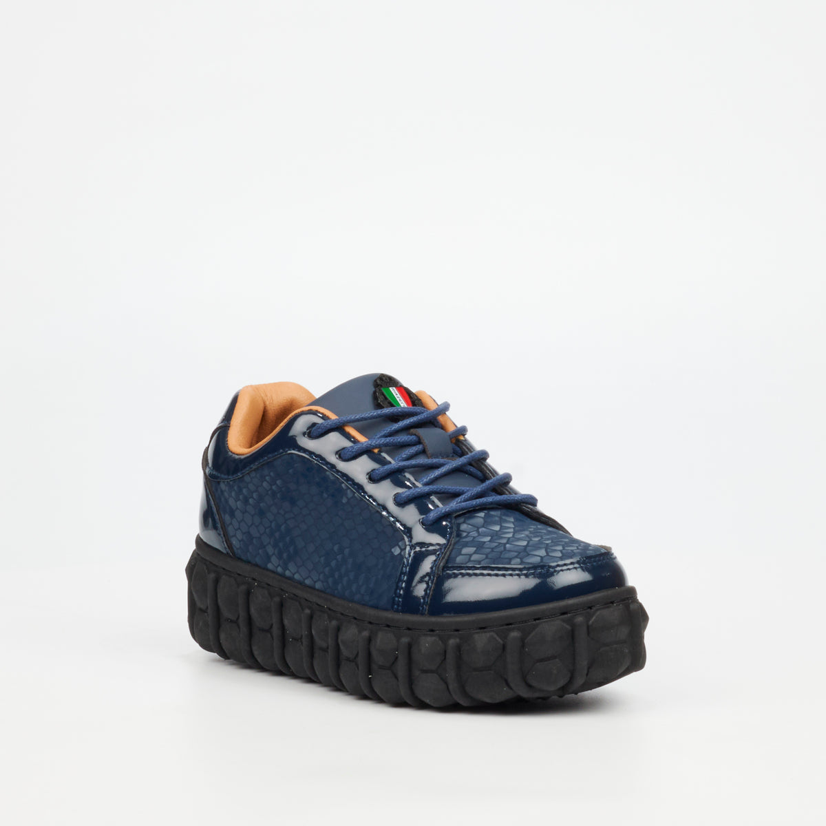 Mazerata Pigale 37 Faux Patent / Snake Sneaker - Navy (Youth)