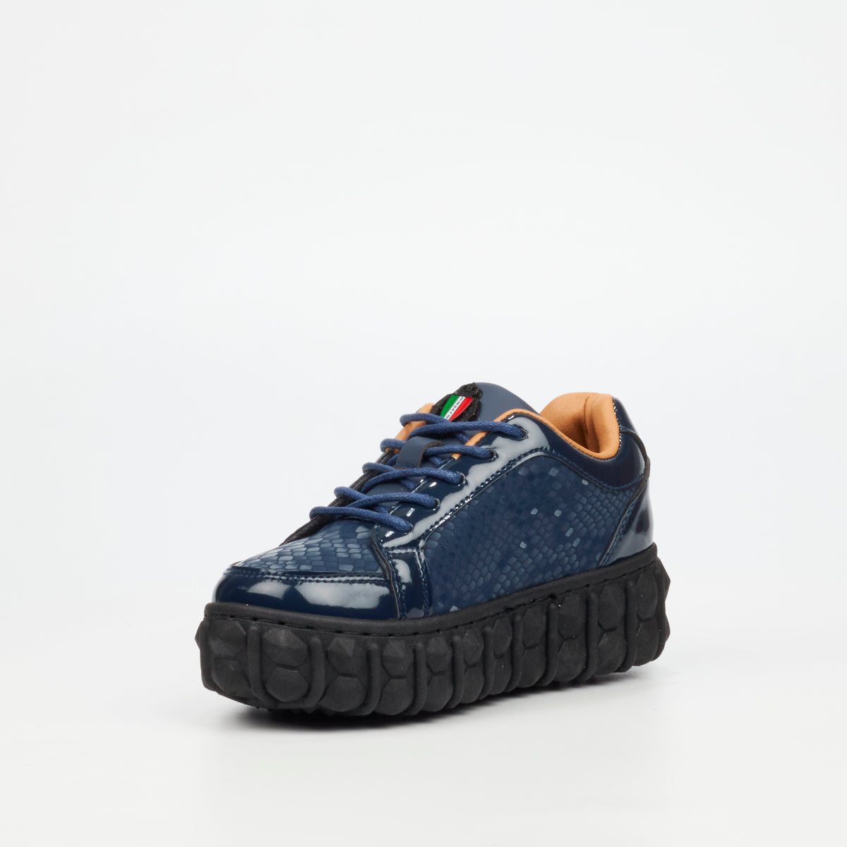 Mazerata Pigale 37 Faux Patent / Snake Sneaker - Navy (Youth)