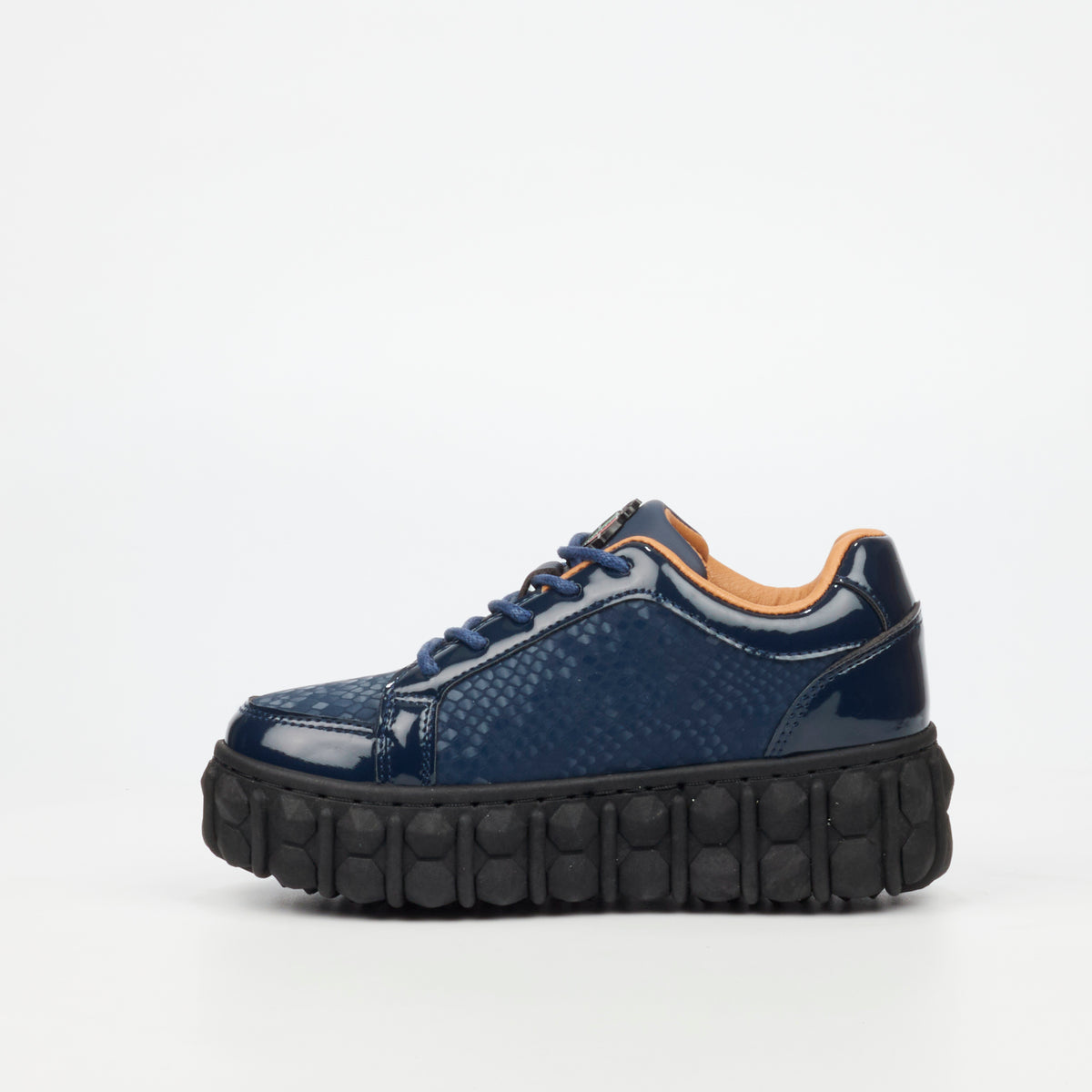 Mazerata Pigale 37 Faux Patent / Snake Sneaker - Navy (Youth)