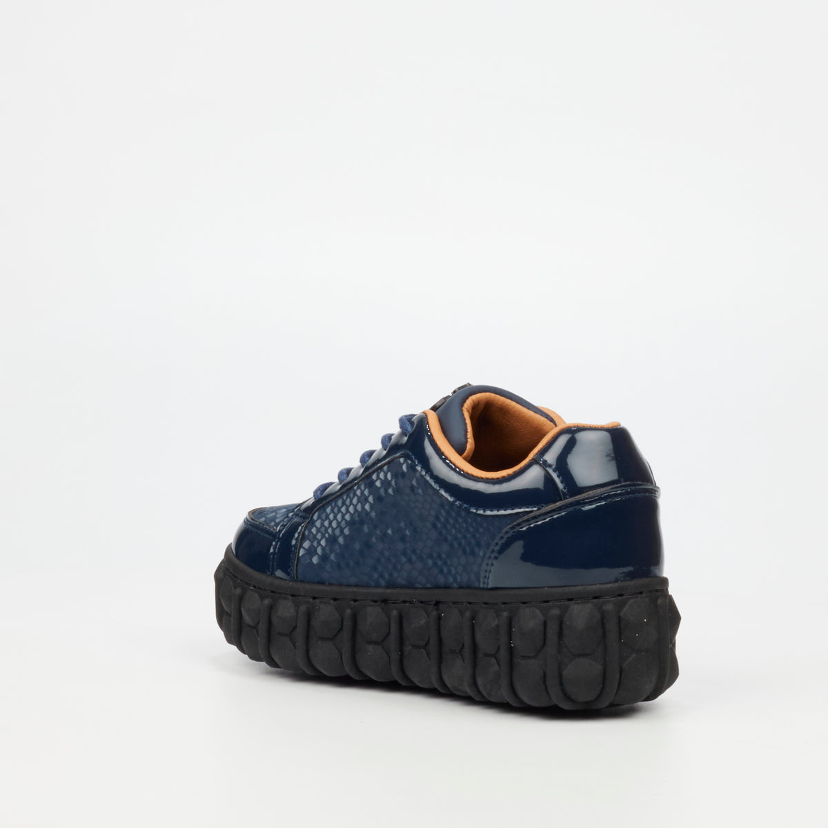 Mazerata Pigale 37 Faux Patent / Snake Sneaker - Navy (Youth)