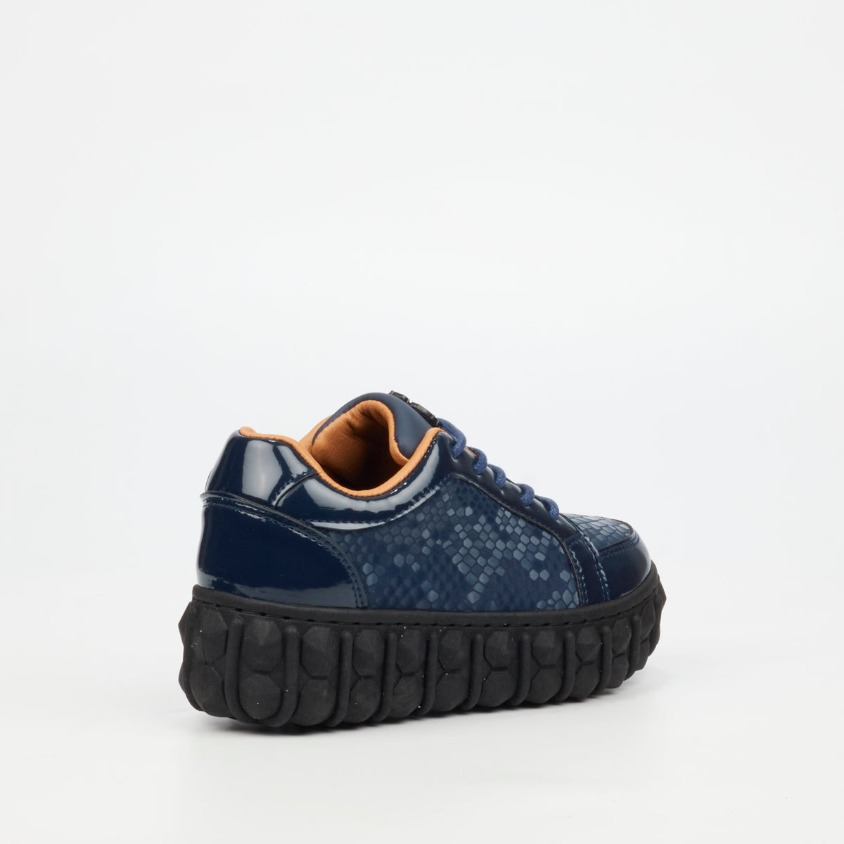 Mazerata Pigale 37 Faux Patent / Snake Sneaker - Navy (Youth)
