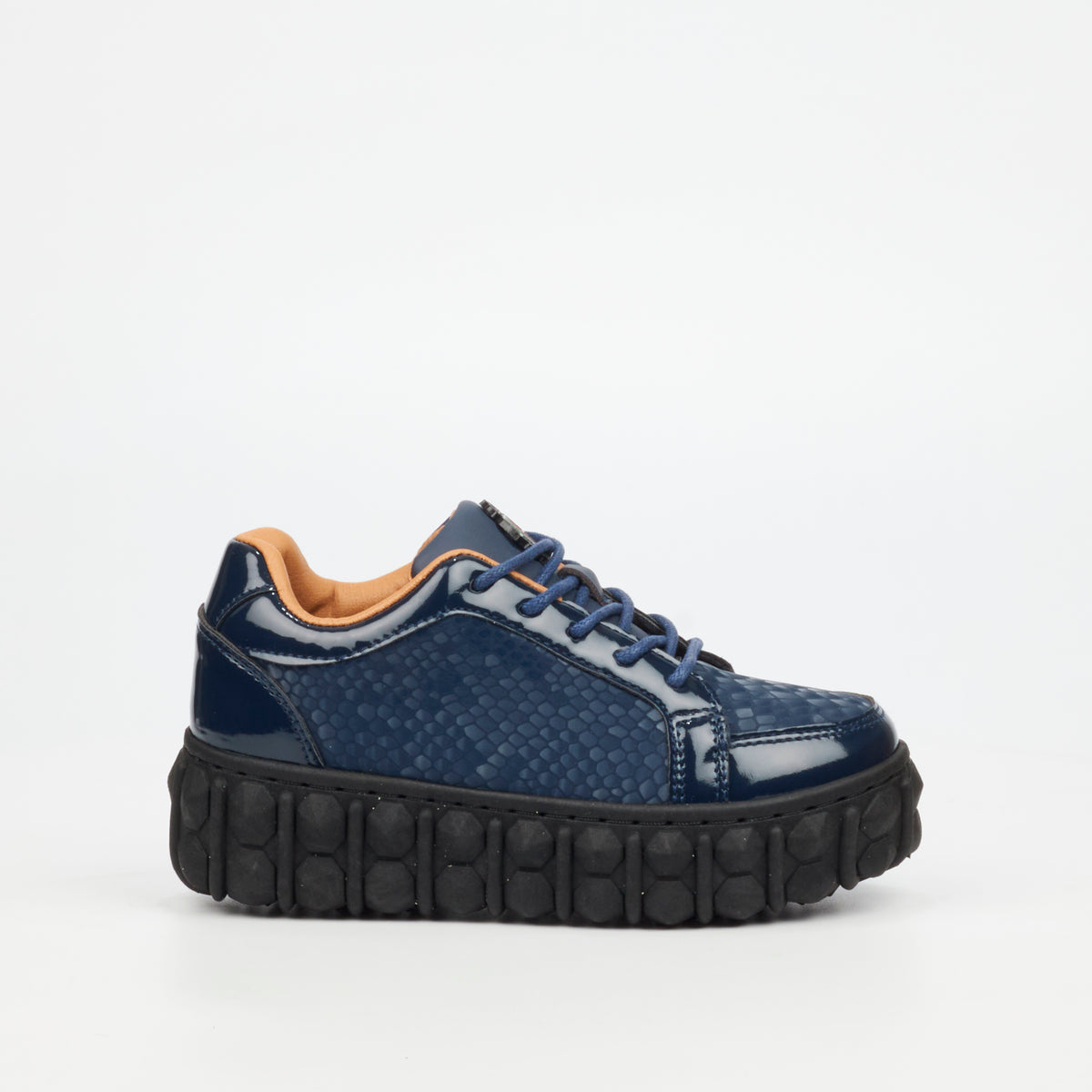 Mazerata Pigale 37 Faux Patent / Snake Sneaker - Navy (Youth)