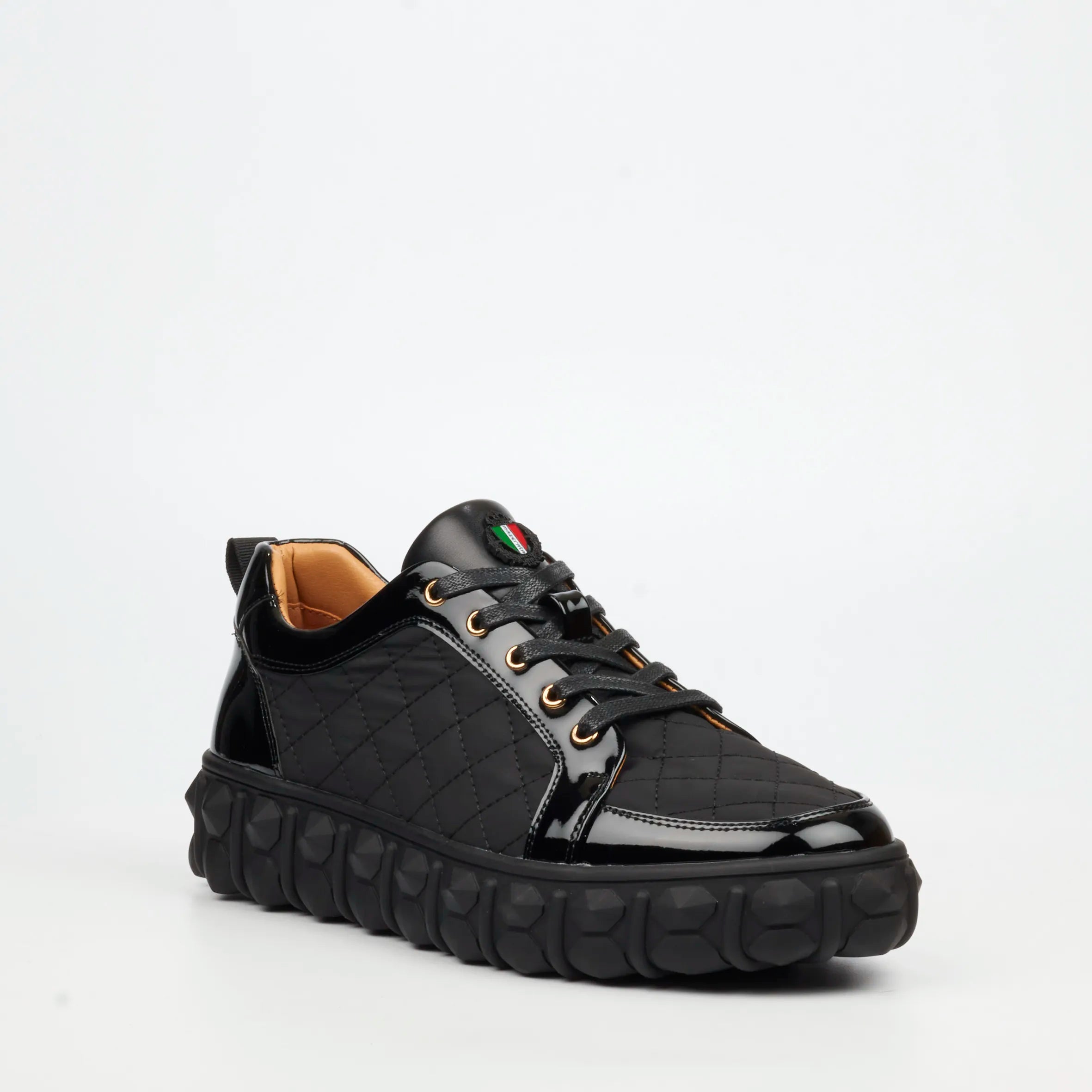 Mazerata Pigale 38 Faux Patent / Nylon Sneaker - Black