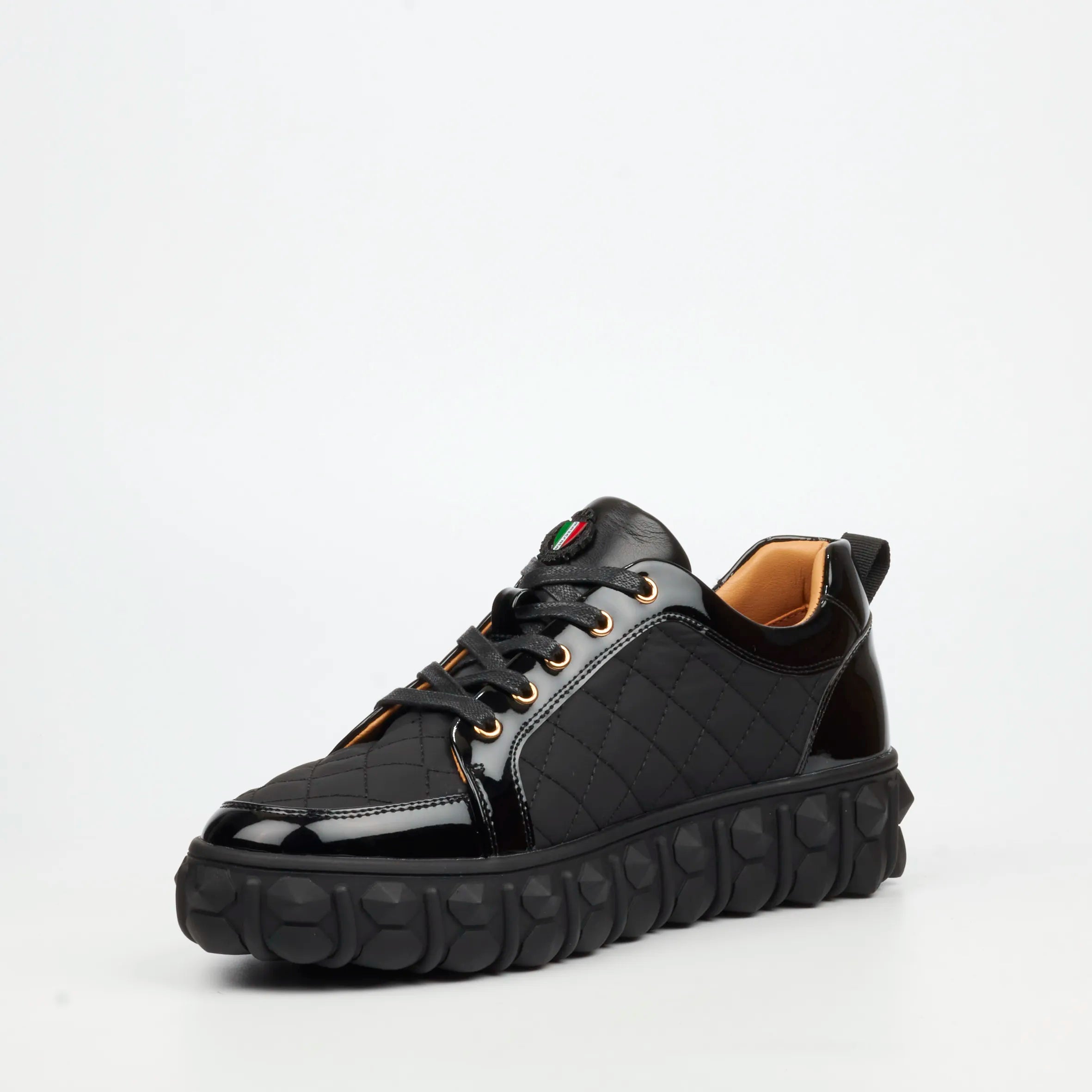 Mazerata Pigale 38 Faux Patent / Nylon Sneaker - Black