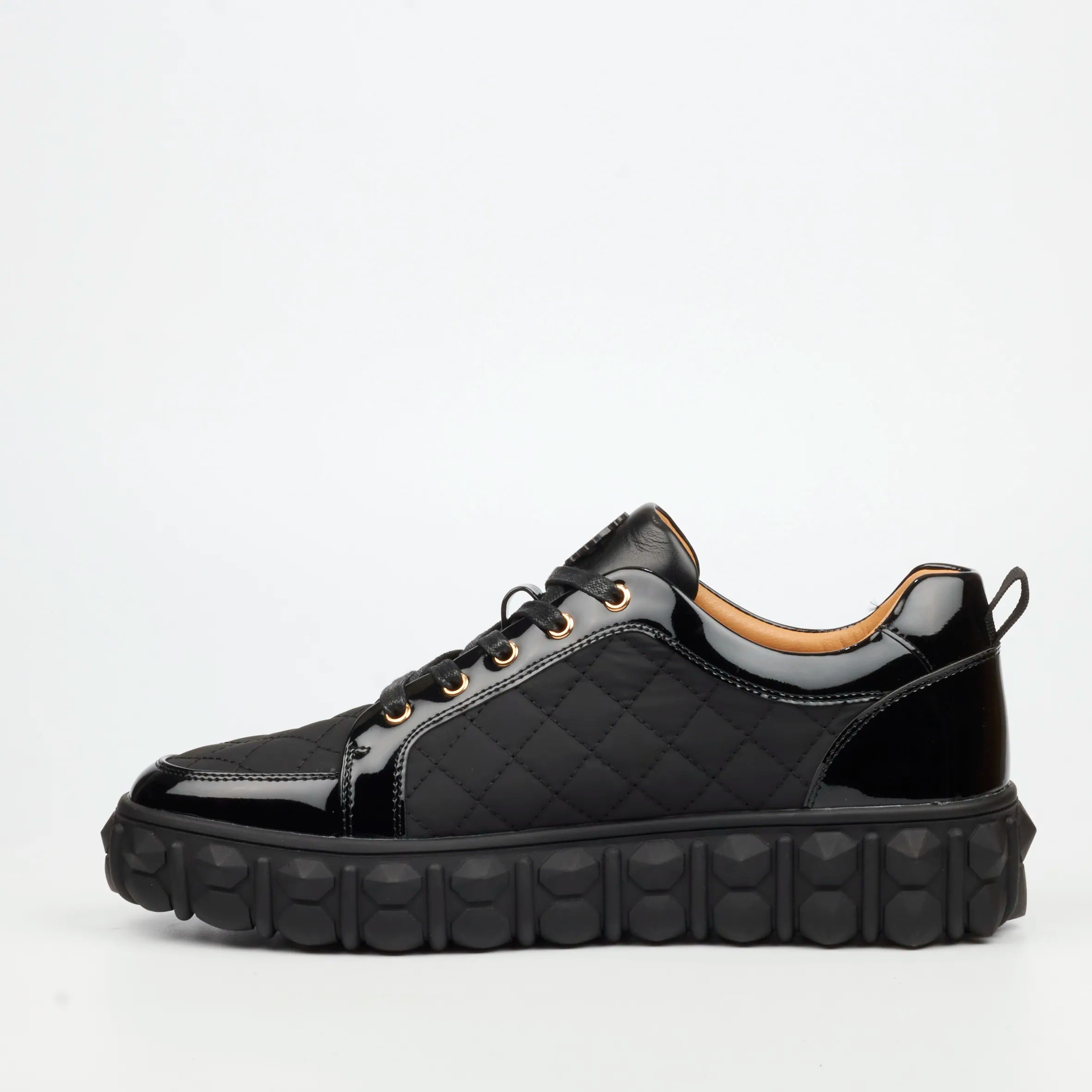 Mazerata Pigale 38 Faux Patent / Nylon Sneaker - Black