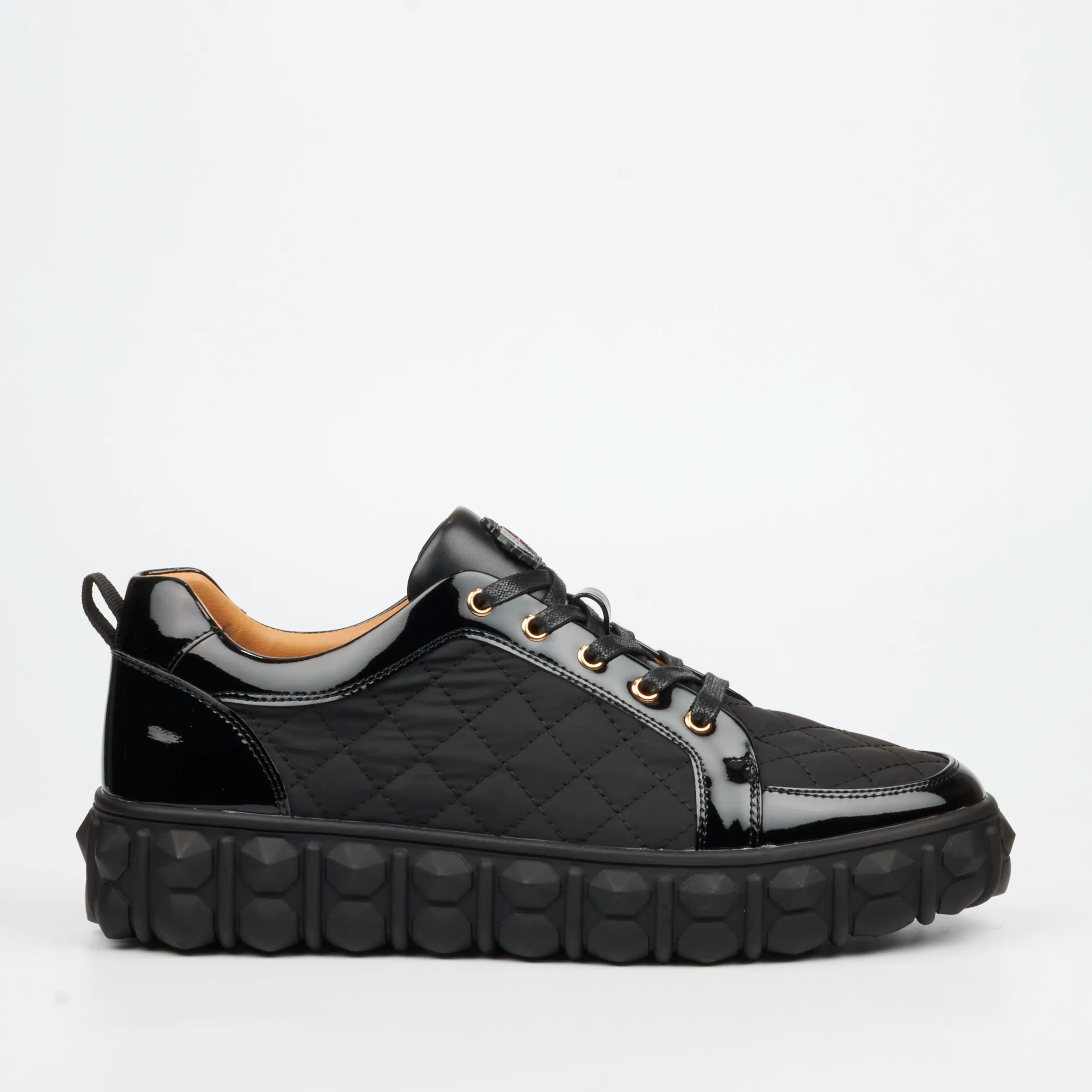 Mazerata Pigale 38 Faux Patent / Nylon Sneaker - Black