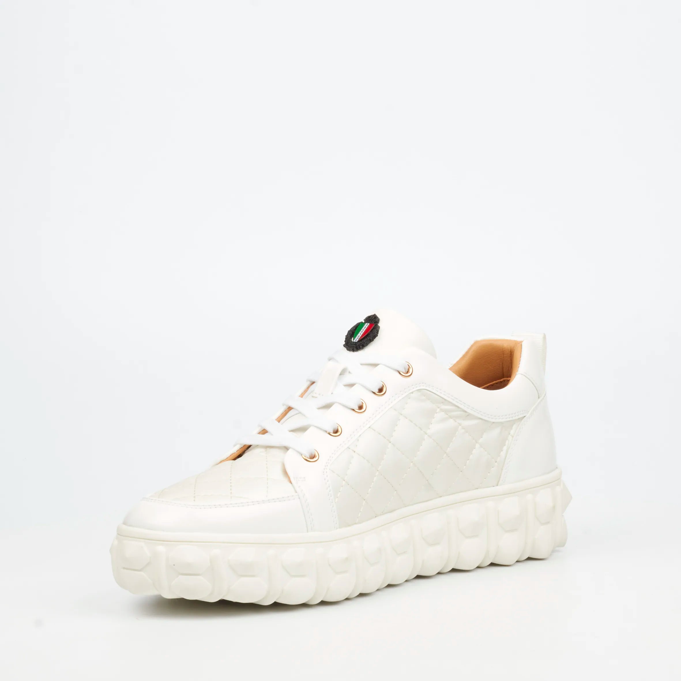 Mazerata Pigale 38 Faux Patent / Nylon Sneaker - White