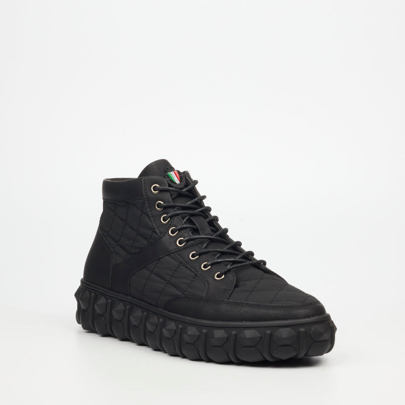 Mazerata Pigale 9 Faux Nubuck / Nylon Ankle Boot - Black footwear Mazerata
