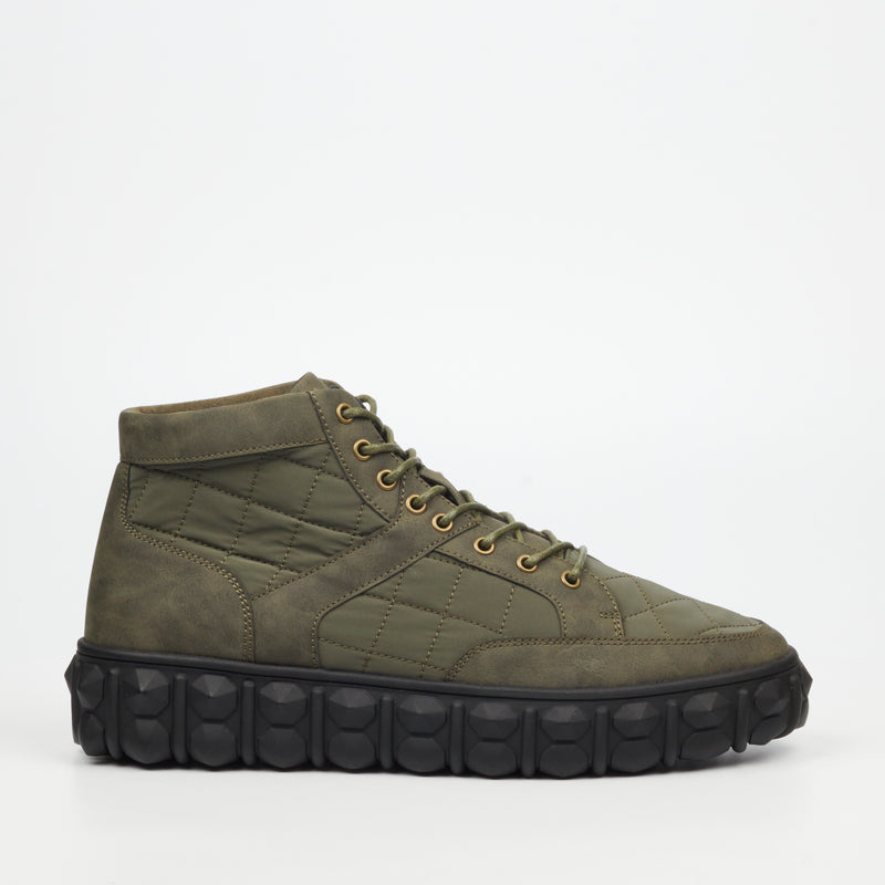 Mazerata Pigale 9 Faux Nubuck / Nylon Ankle Boot - Olive footwear Mazerata