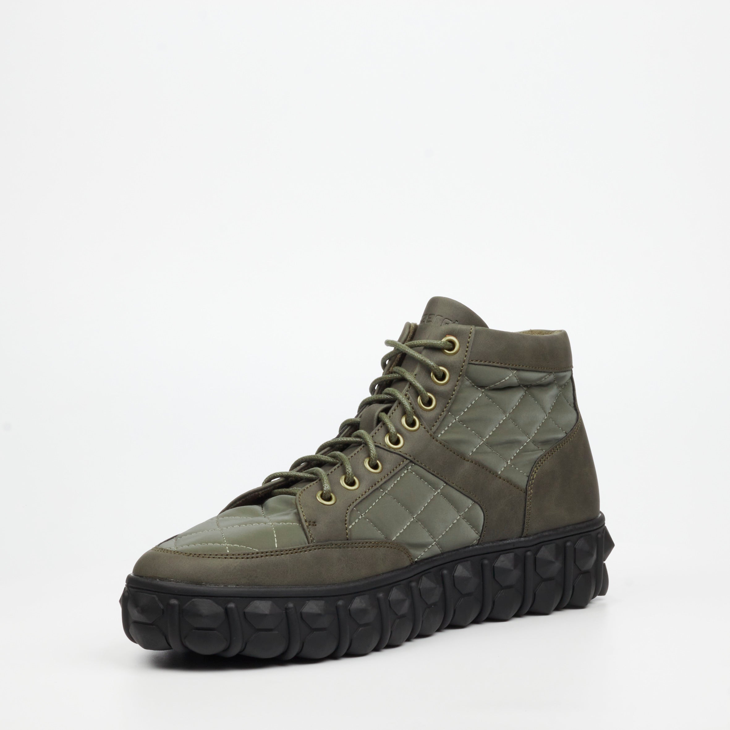 Mazerata Pigale 9 Faux Nubuck / Nylon Ankle Boot - Olive footwear Mazerata