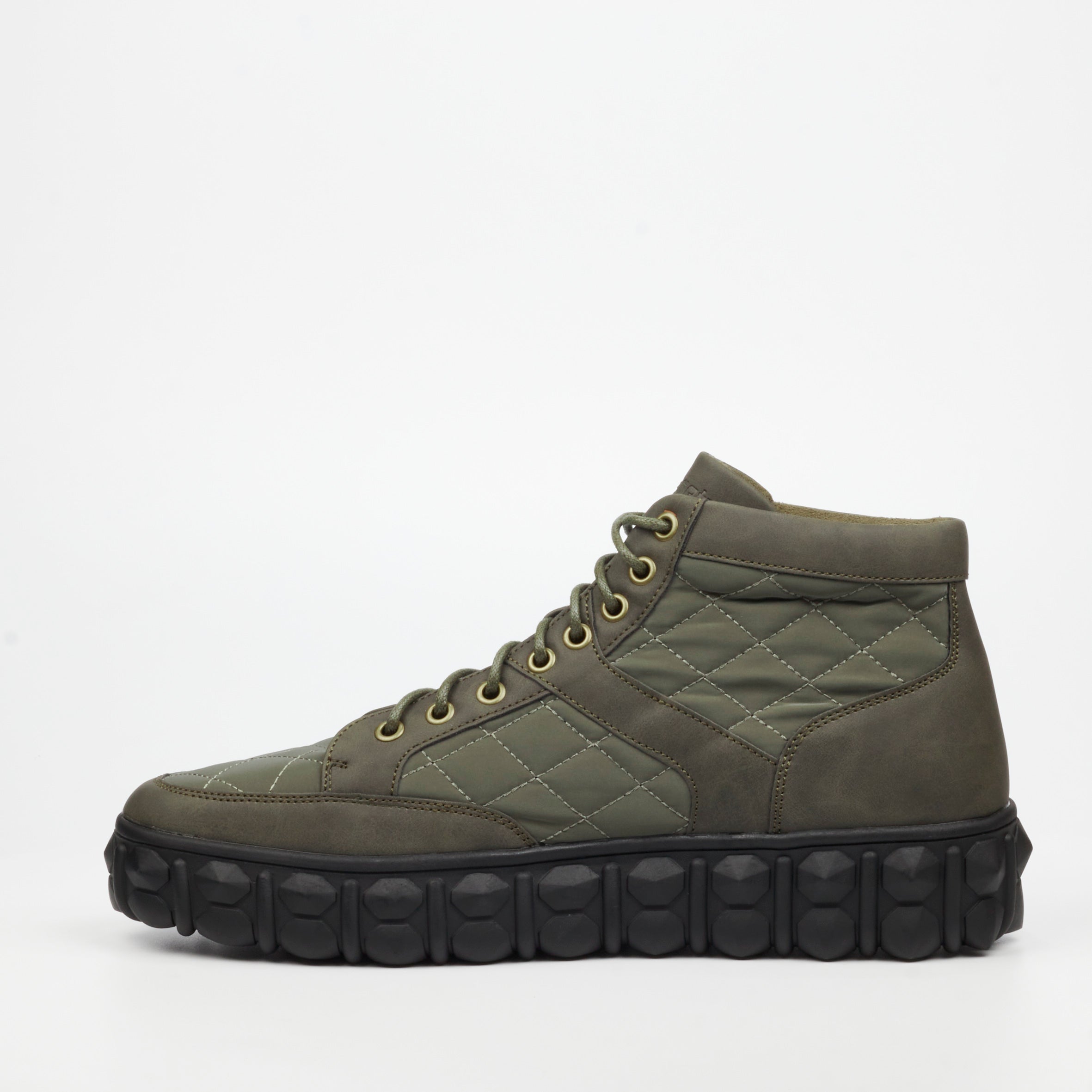 Mazerata Pigale 9 Faux Nubuck / Nylon Ankle Boot - Olive footwear Mazerata