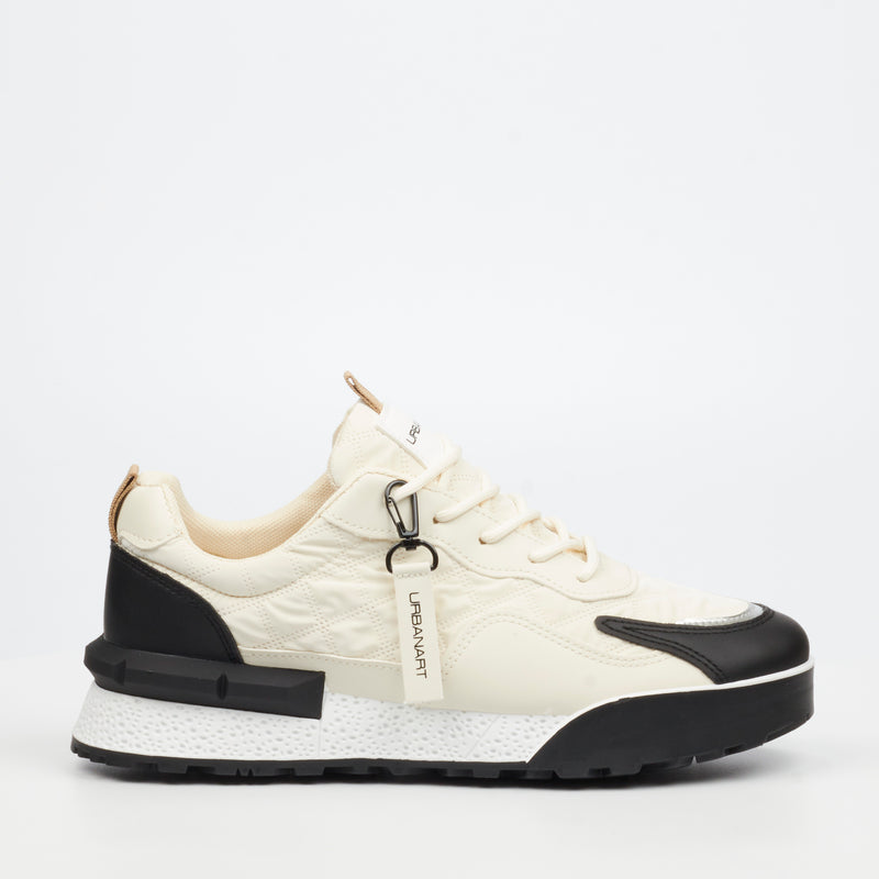Urbanart Play 15 Lycra / Faux Nubuck Sneaker - Cream footwear Urbanart