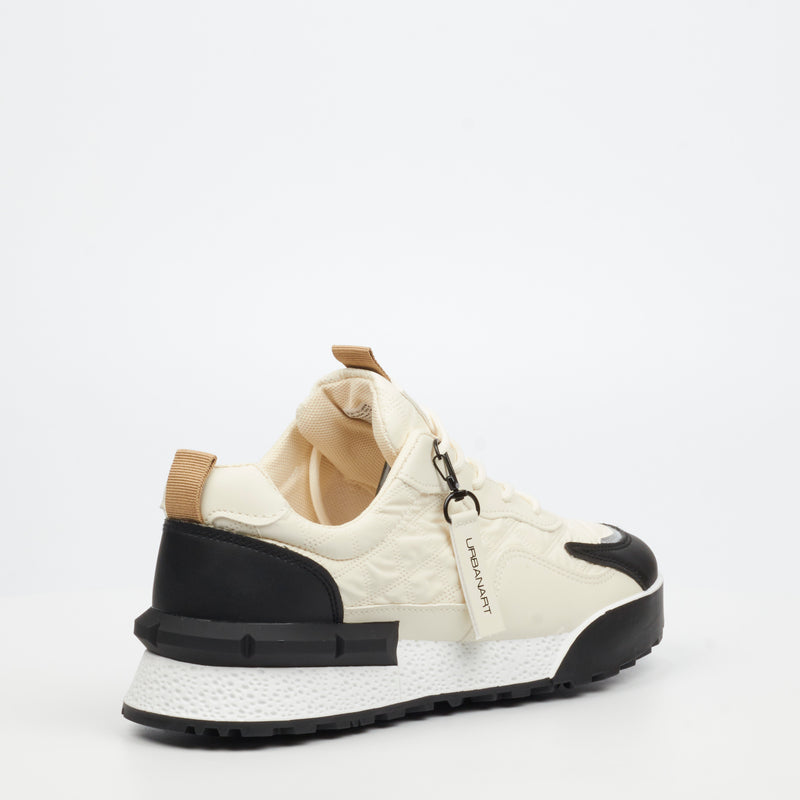 Urbanart Play 15 Lycra / Faux Nubuck Sneaker - Cream footwear Urbanart