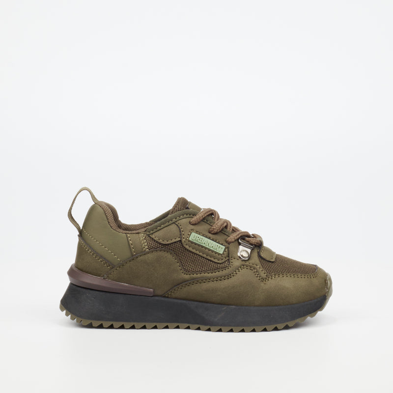 Urbanart Play 1 Faux Nubuck / Mesh Sneaker - Olive (kids) footwear Urbanart   