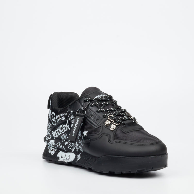 Urbanart Play 1 Print Sneaker - Black footwear Urbanart