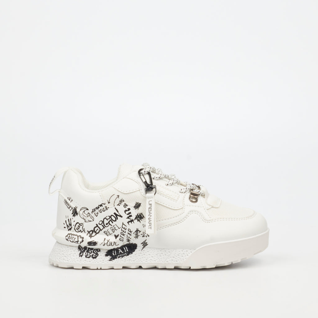 Urbanart Play 1 Print Sneaker - White (kids) footwear Urbanart