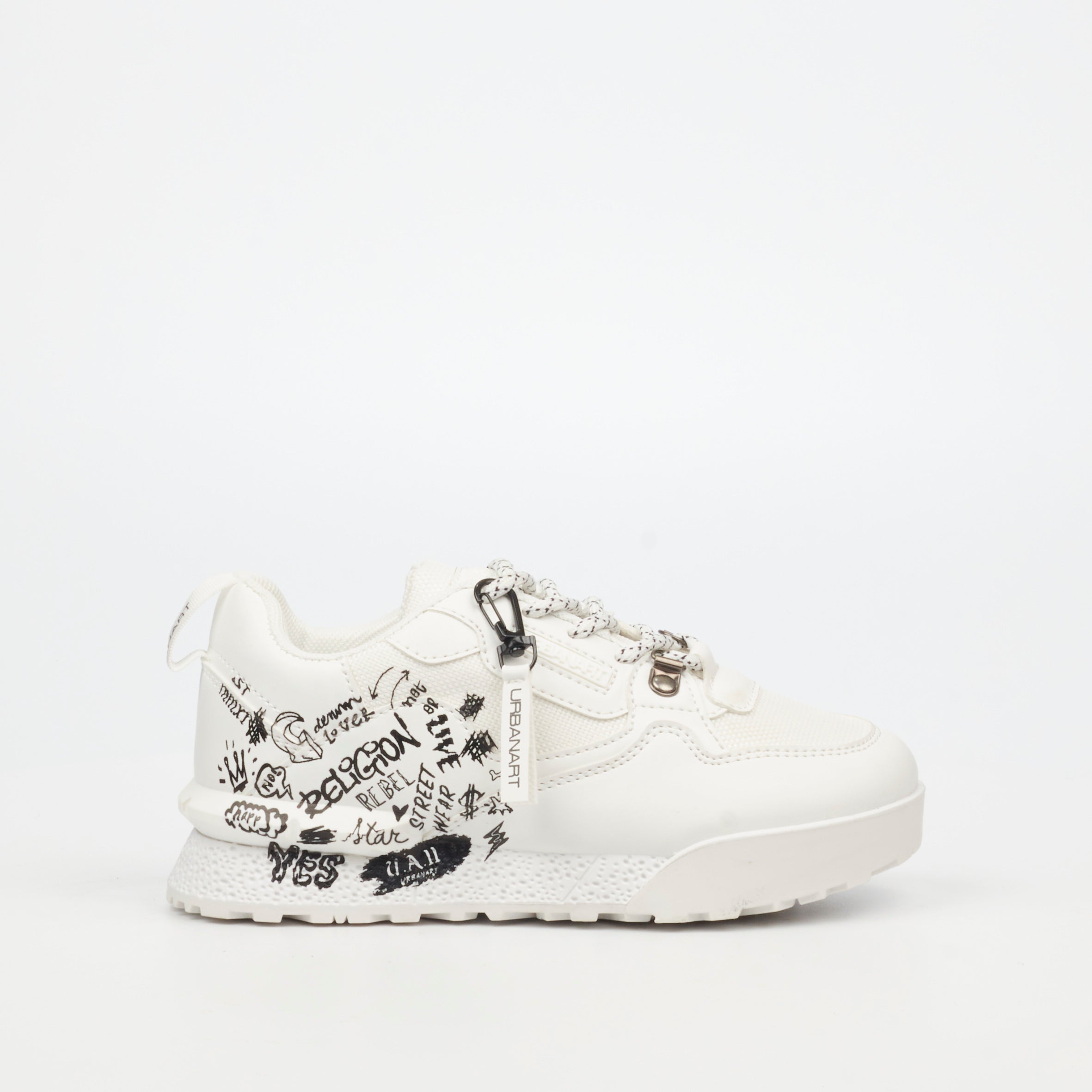 Urbanart Play 1 Print Sneaker - White (kids) footwear Urbanart