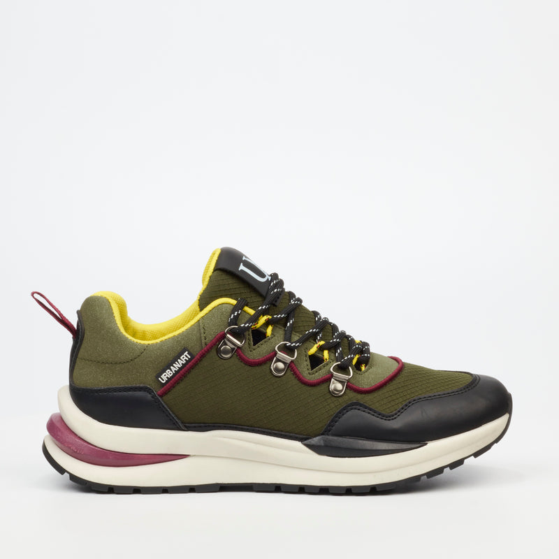 Urbanart Podium 1 Faux Wax / Mesh Sneaker - Olive footwear UBRT