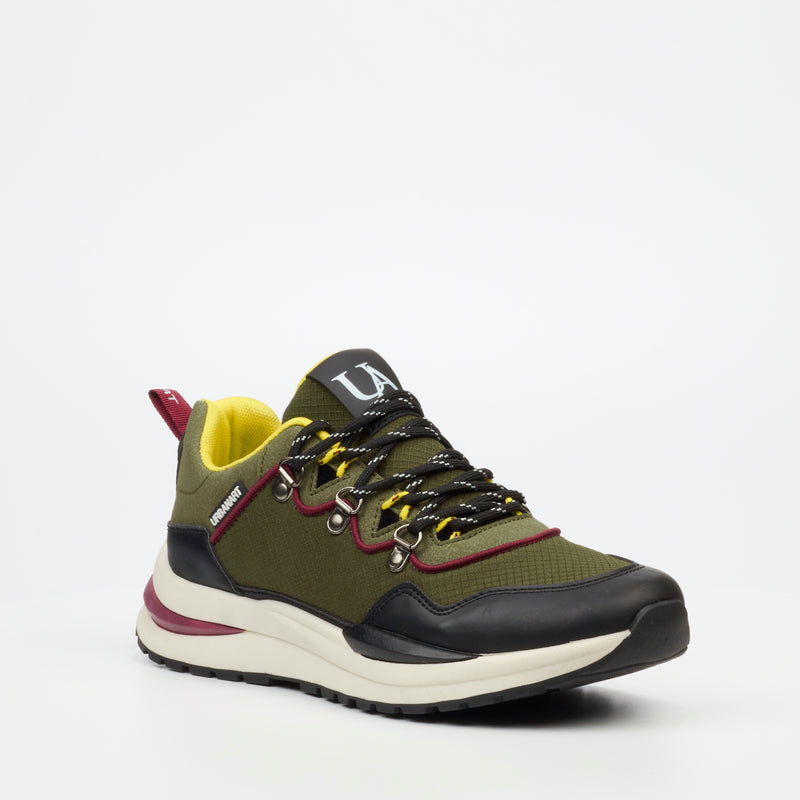 Urbanart Podium 1 Faux Wax / Mesh Sneaker - Olive footwear UBRT