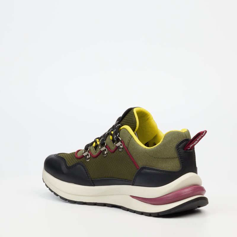 Urbanart Podium 1 Faux Wax / Mesh Sneaker - Olive footwear UBRT