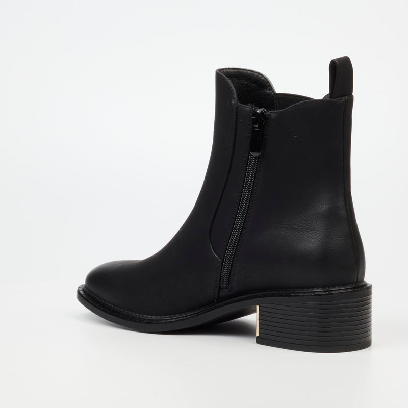 Miss Black Qatar 1 Ankle Boot - Black footwear Miss Black