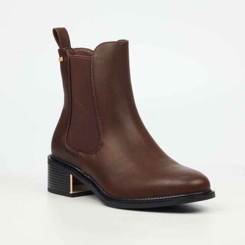 MIss Black Qatar 1 Ankle Boot - Chocolate footwear Miss Black