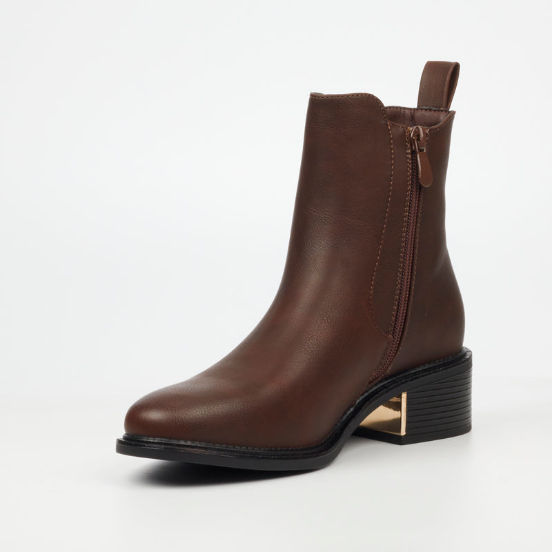 MIss Black Qatar 1 Ankle Boot - Chocolate footwear Miss Black