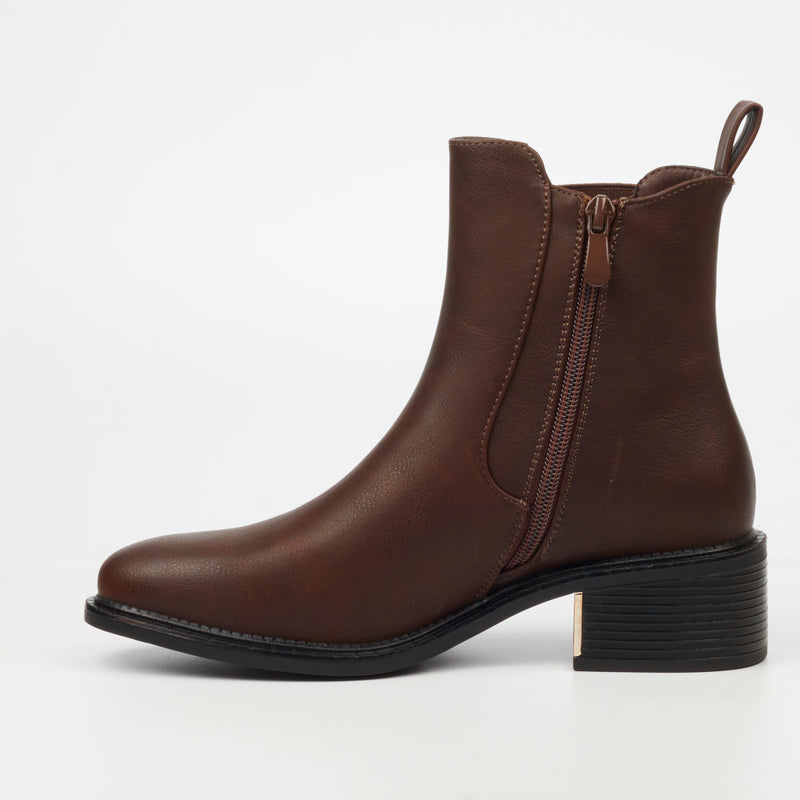 MIss Black Qatar 1 Ankle Boot - Chocolate footwear Miss Black