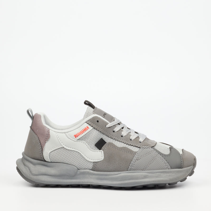 Urbanart Retro 1 Faux Nubuck / Mesh Sneaker - Grey footwear UBRT   