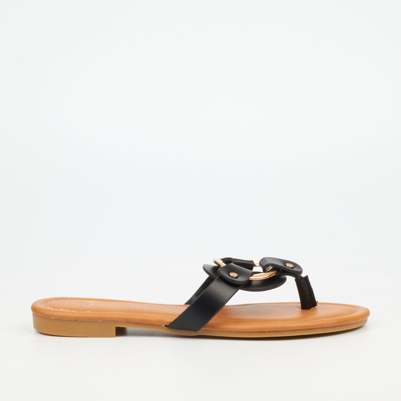 Butterfly Feet Rhoan 1 Flat Sandal - Black footwear Butterfly Feet   