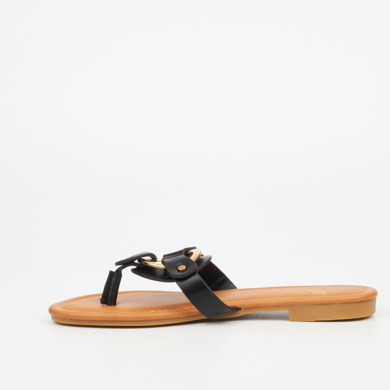 Butterfly Feet Rhoan 1 Flat Sandal - Black footwear Butterfly Feet   