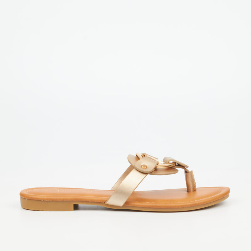 Butterfly Feet Rhoan 1 Flat Sandal - Gold footwear Butterfly Feet   