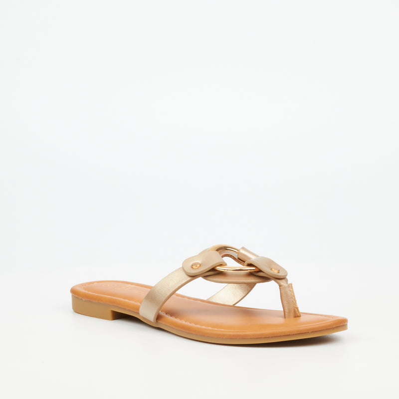 Butterfly Feet Rhoan 1 Flat Sandal - Gold footwear Butterfly Feet   