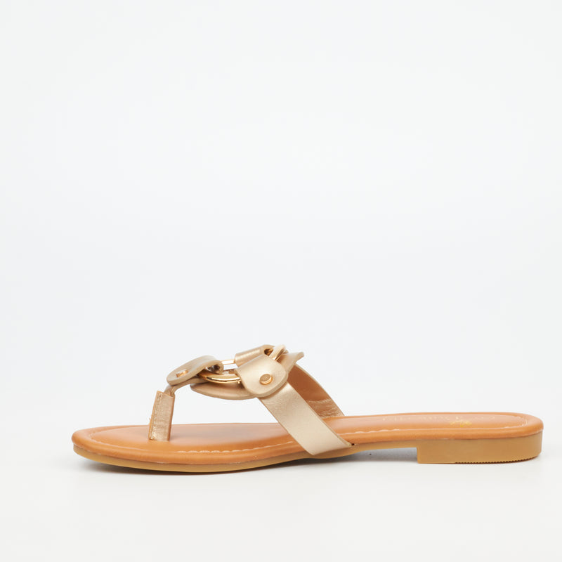 Butterfly Feet Rhoan 1 Flat Sandal - Gold footwear Butterfly Feet   