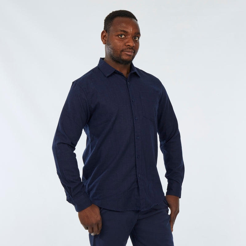 Mazerata Rome 1 Cotton Shirt - Navy apparel Mazerata