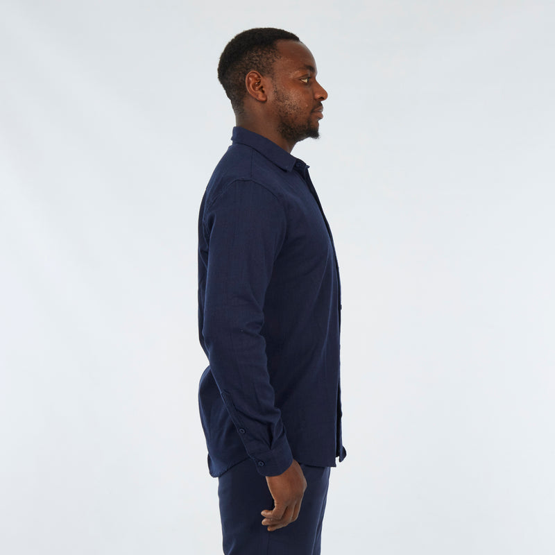 Mazerata Rome 1 Cotton Shirt - Navy apparel Mazerata