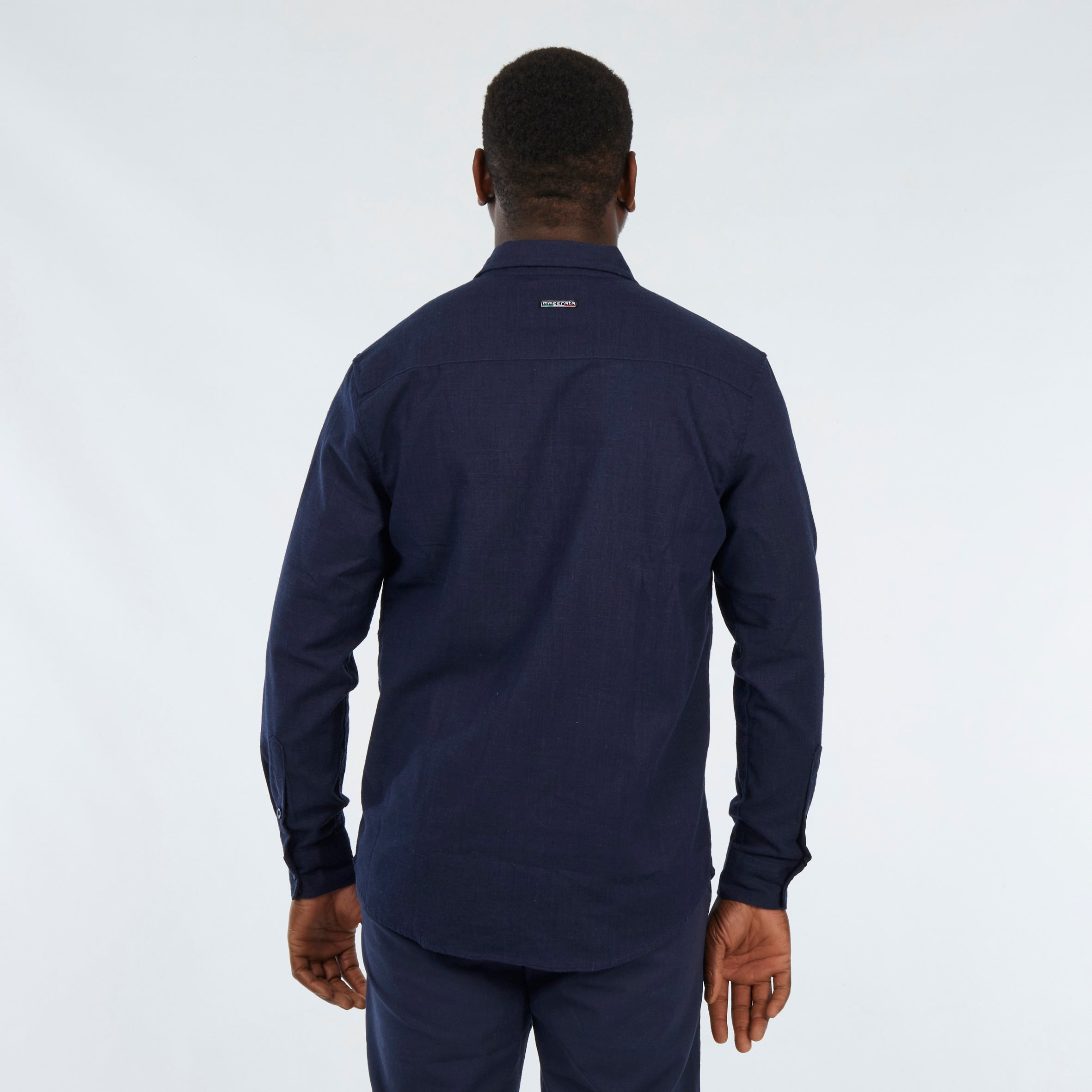 Mazerata Rome 1 Cotton Shirt - Navy apparel Mazerata