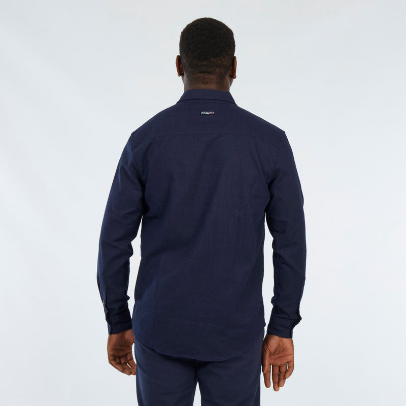 Mazerata Rome 1 Cotton Shirt - Navy apparel Mazerata