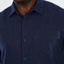 Mazerata Rome 1 Cotton Shirt - Navy apparel Mazerata