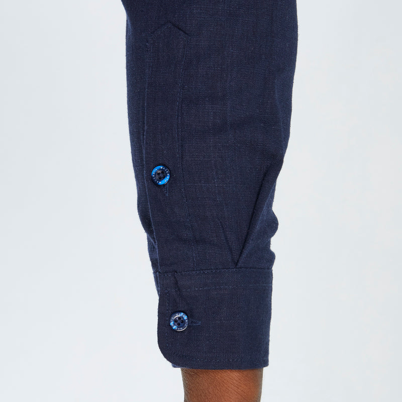 Mazerata Rome 1 Cotton Shirt - Navy apparel Mazerata